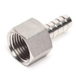 STAINLESS STEEL 3/8" BARBED HOSE FITTING - 1/2" FEMALE NPT